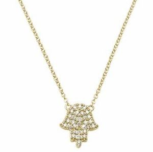 .11ct 14kt yellow gold trendy hand of hamsa chai